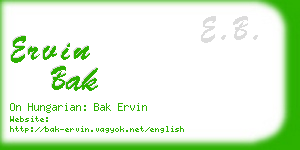 ervin bak business card